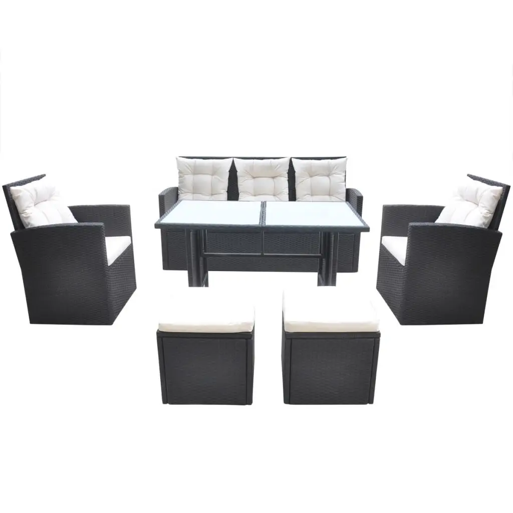 VidaXL 18 шт. открытый обеденный набор поли ротанга черный|poly rattan|outdoor dining setoutdoor |