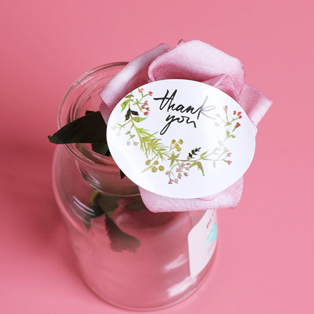 

120Pcs Vintage Flower Thank You Sealing Label Adhesive Kraft Seal Sticker for Baking Gift Stickers DIY