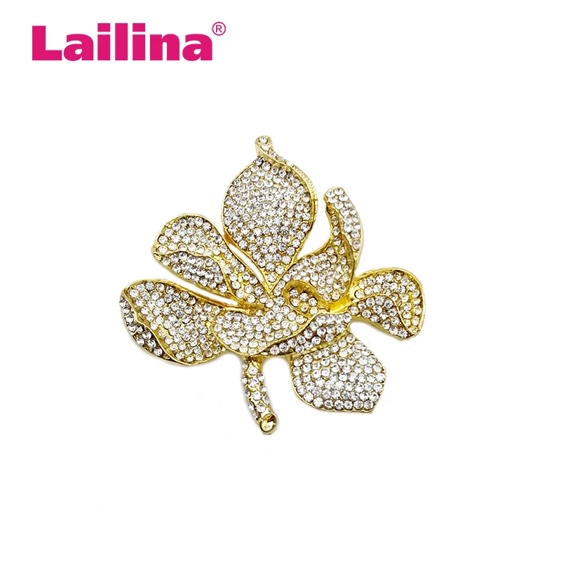 

50pcs/lot Crystal Rhinestone Orchid Flower Brooch Pin
