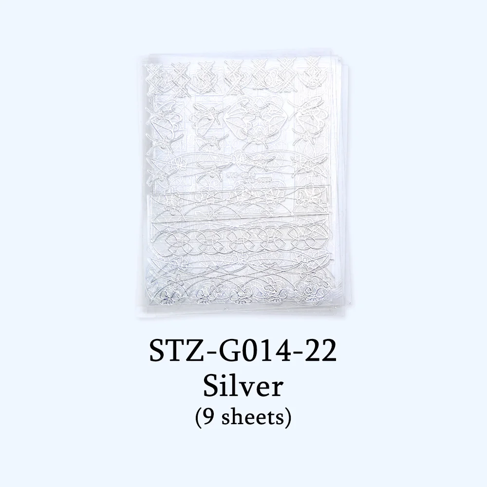 STZ-G014-22 Silver Золотая проволока, наклейки для ногтей, волнистая линия, слайдеры, серебряная полоскающая лента, Переводные картинки для дизайна ногтей, 3D клей, маникюрные украшения, BESTZG14-20 - Цвет: STZ-G014-22 Silver