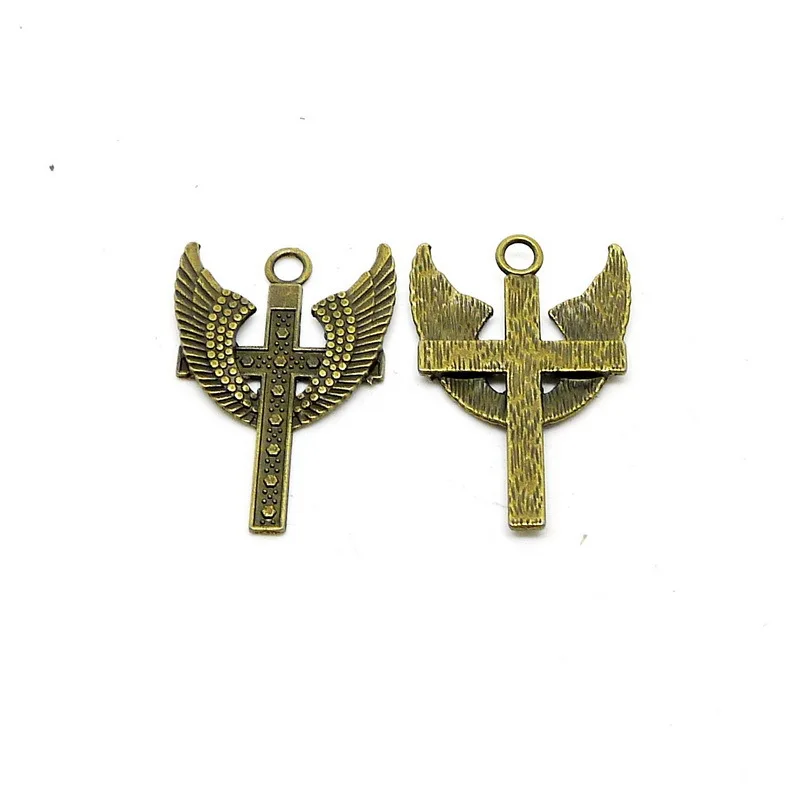 

RONGQING 2018 New 25pcs/lot Crosses 28x40mm Religion DIY Necklace Charms Hollow Pendant accessories Jewelry