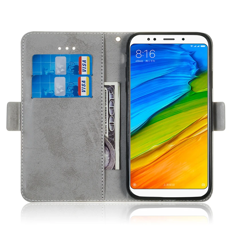 Винтажные Кожаные чехлы-бумажники с откидной крышкой для xiaomi Pocophone F1 Redmi 5 Plus