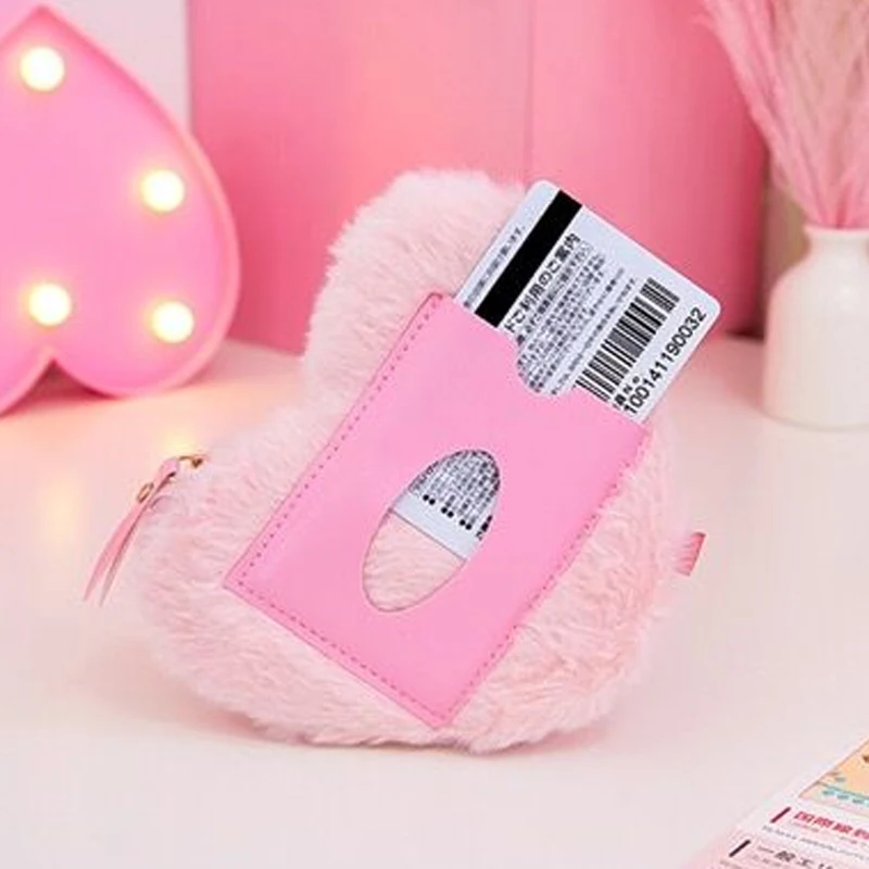Свинья Rabbit Волчья вышивка сердце мягкая фланелевая монета кошелек автобус банк