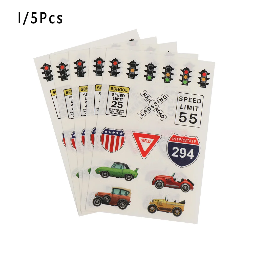 I-5pcs 1/5 шт творческие железная дорога лента Стикеры широкий дорожного движения клейкой ленты для детских занятий дорожные знаки обучение по безопасности дорожного движения - Цвет: I-5pcs