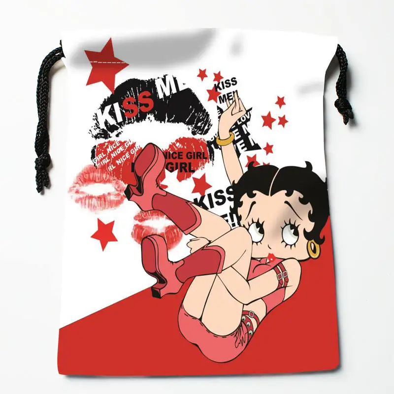 Высокое качество на заказ betty boop печать сумка для хранения с завязкой подарочные атласные сумки 27x35 см компрессионные сумки