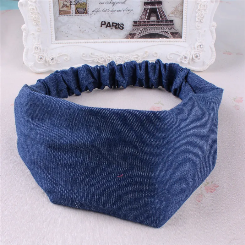 Эксклюзивная джинсовая резинка для волос женщин и девочек тюрбан повязка на