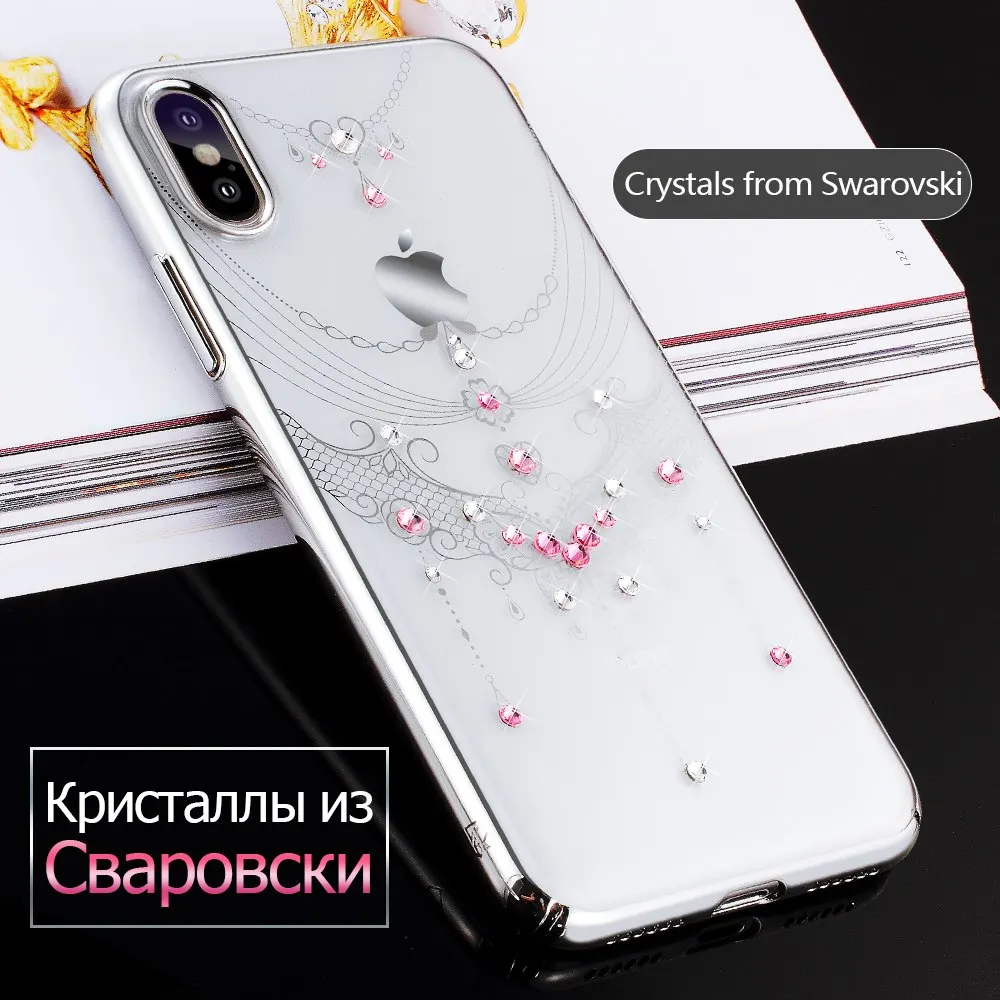 KINGXBAR чехол для iPhone X Роскошный 7 8 Plus Swarovski элемент Кристалл Прозрачный жесткий