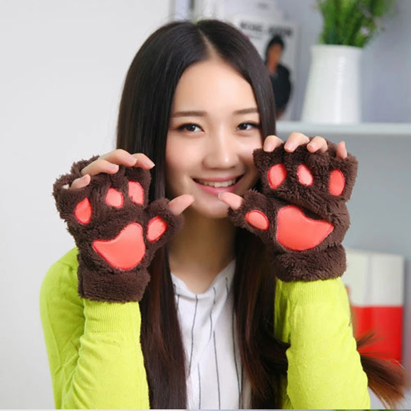 Милые пушистый медведь/кошка плюшевые лапы/коготь перчатки новинка Хэллоуин