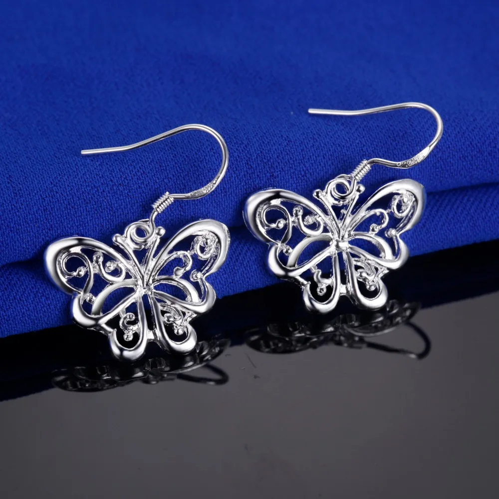 Сережки с серебряным покрытием в виде бабочки модные серьги высшего качества PR026