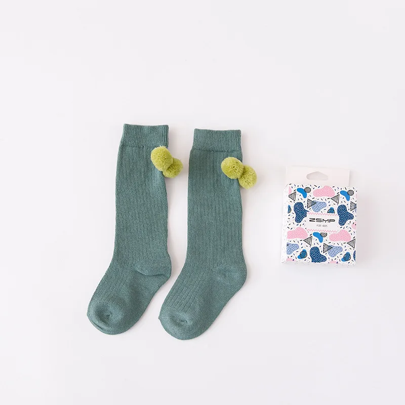Новые носки на весну-осень детские популярные милые теплые до колена с помпонами