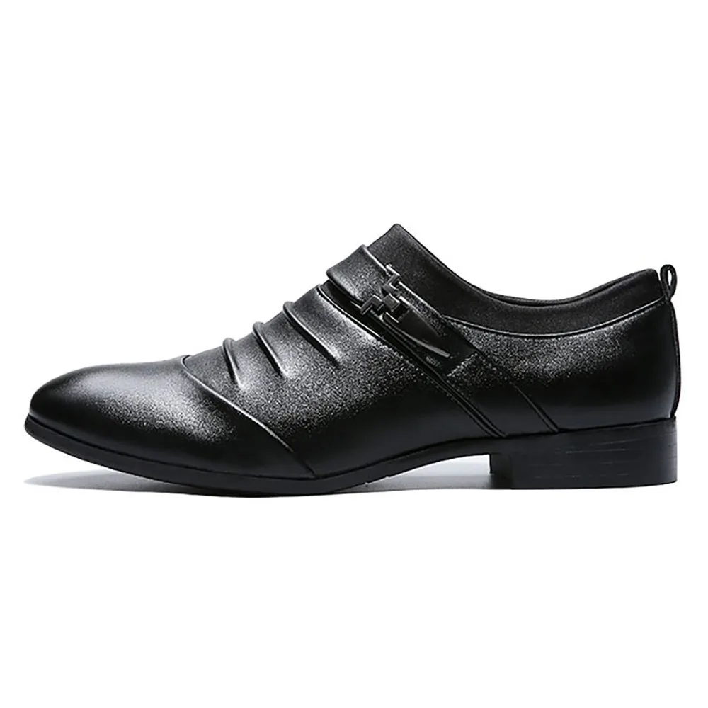 PU Leather Fashion Men Business Dress Loafers Pointy Black Shoes Oxford Breathable Formal Wedding HH-586 | Обувь