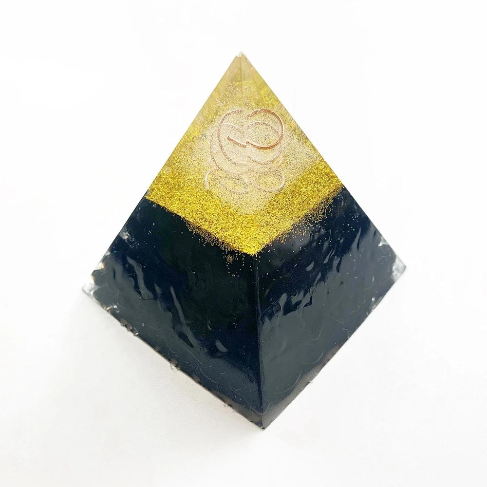 Природные черные обсидиановые бусины кристалл каменная Пирамида Orgonite
