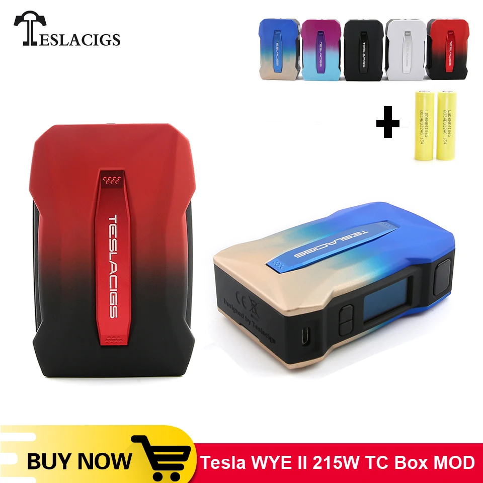 Оригинальный Tesla WYE II 215 Вт TC коробка мод Teslscigs 2 пара дюймов 0 96 цветной экран