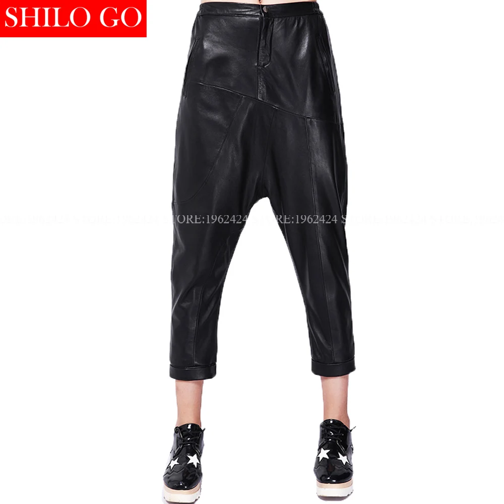 Женские брюки из натуральной кожи размера плюс модные весенние овечьей с