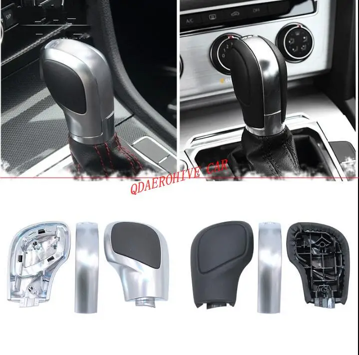 

QDAEROHIVE Chrome Matt With Leather Shift Knob Gear Side Cover DSG For Volkswagen Golf 6 7 R Passat B7 B8 CC R20 MK6 !