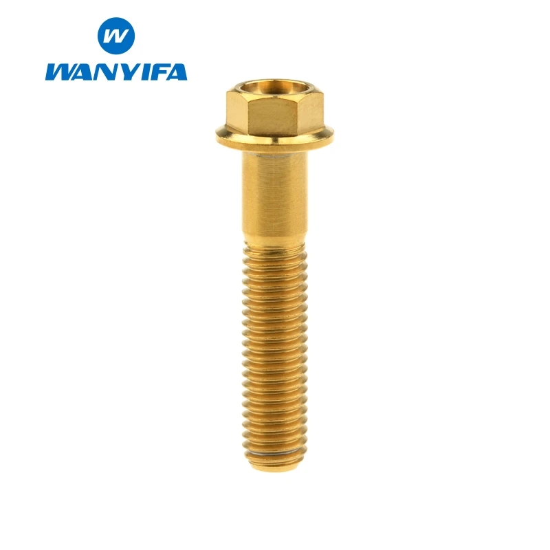 M8x40 Gold Wanyifa M8x15 20 25 30 35, 40 45 50 55 60 65 мм с коротким фланцем Головкой Винт С Титановым болтом для дисковые велосипедные тормозные цвета: золотистый, голубой цвет - Цвет: M8x40 Gold