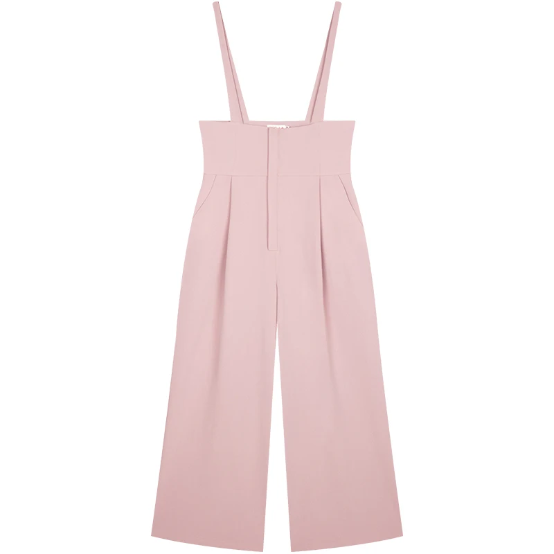 Женский прямой комбинезон YIGELILA розовый повседневный на бретельках с открытой