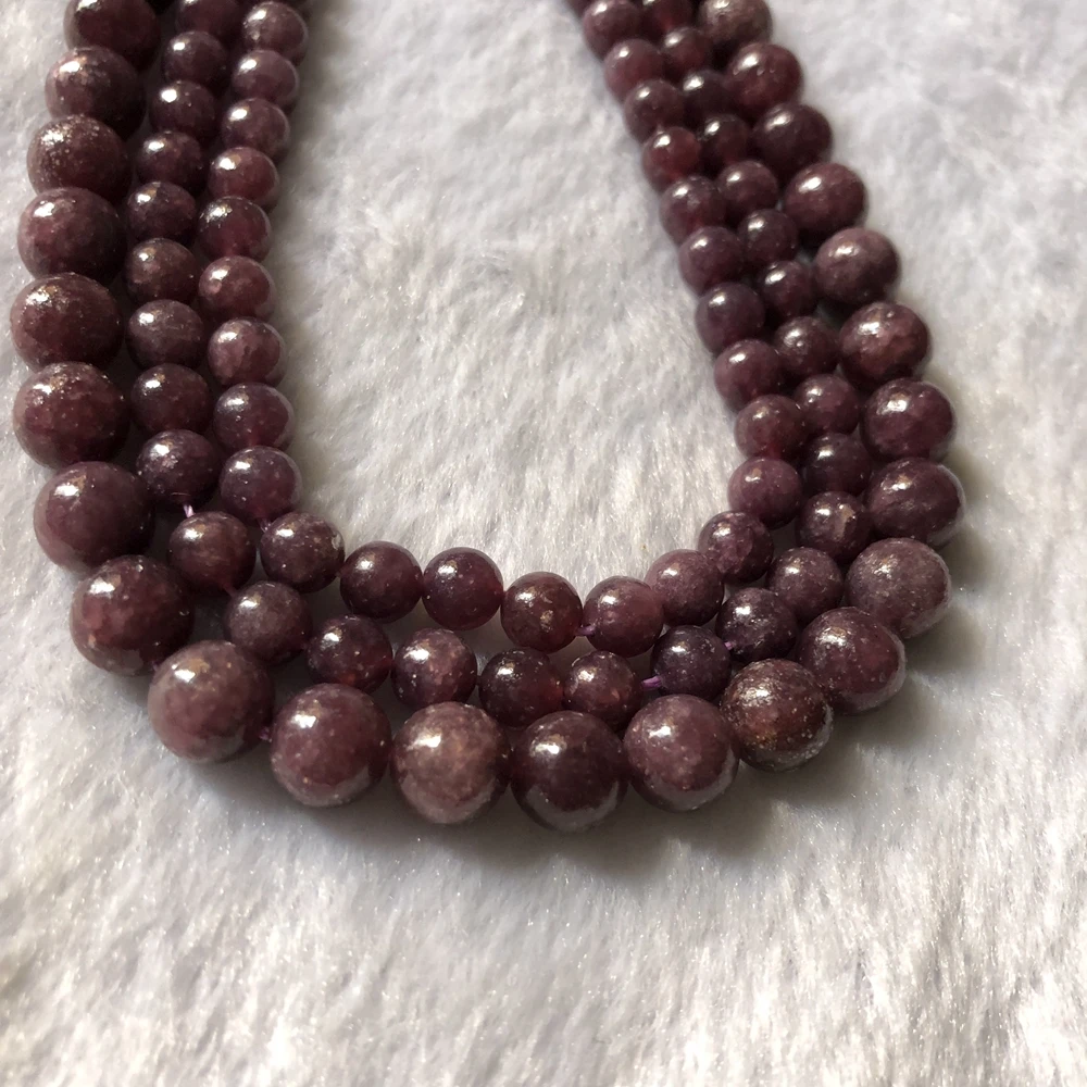 AAA Top Quality Natural Lepidolite Beads 6MM 8MM 10MM Purple Round Semi Gem Stone Jewelry Loose 1string of 15.5&quot | Украшения и