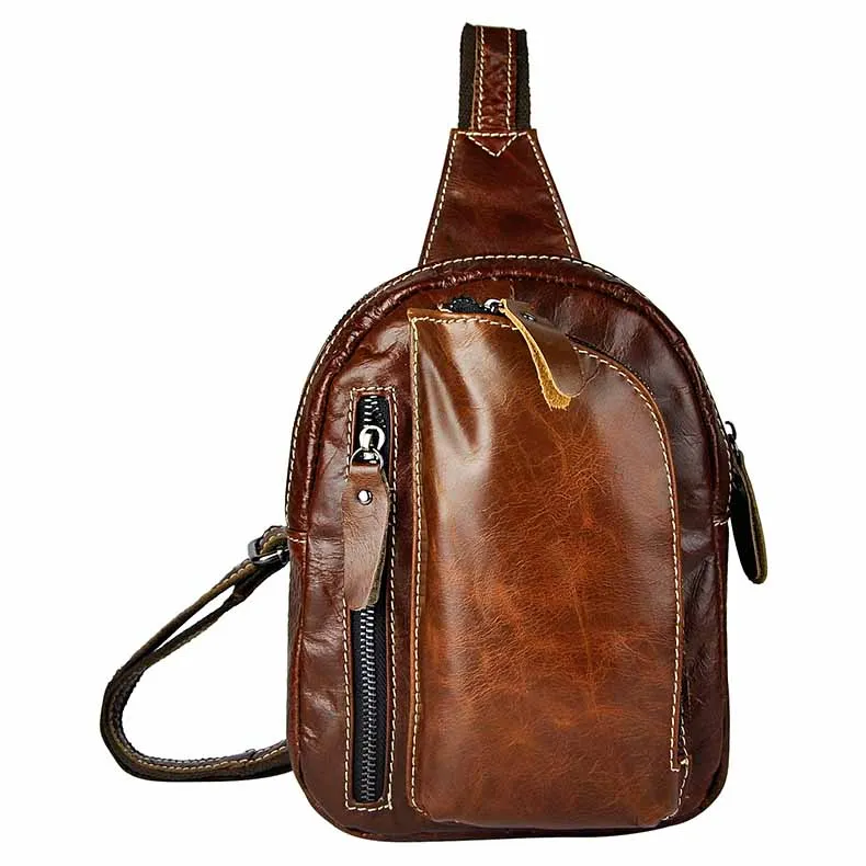 dark brown Высококачественная Мужская сумка из натуральной воловьей кожи в винтажном стиле, сумка на плечо, сумка через плечо 6099 - Цвет: dark brown