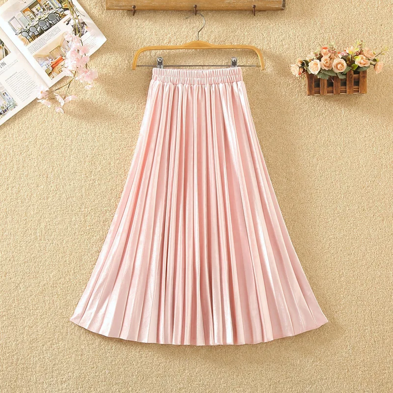 Long Skirts For Women Caual Velvet High Waist Vintage 2019 New Winter Solid A-line Pleated Skirt Petticoat Underskirt | Женская одежда