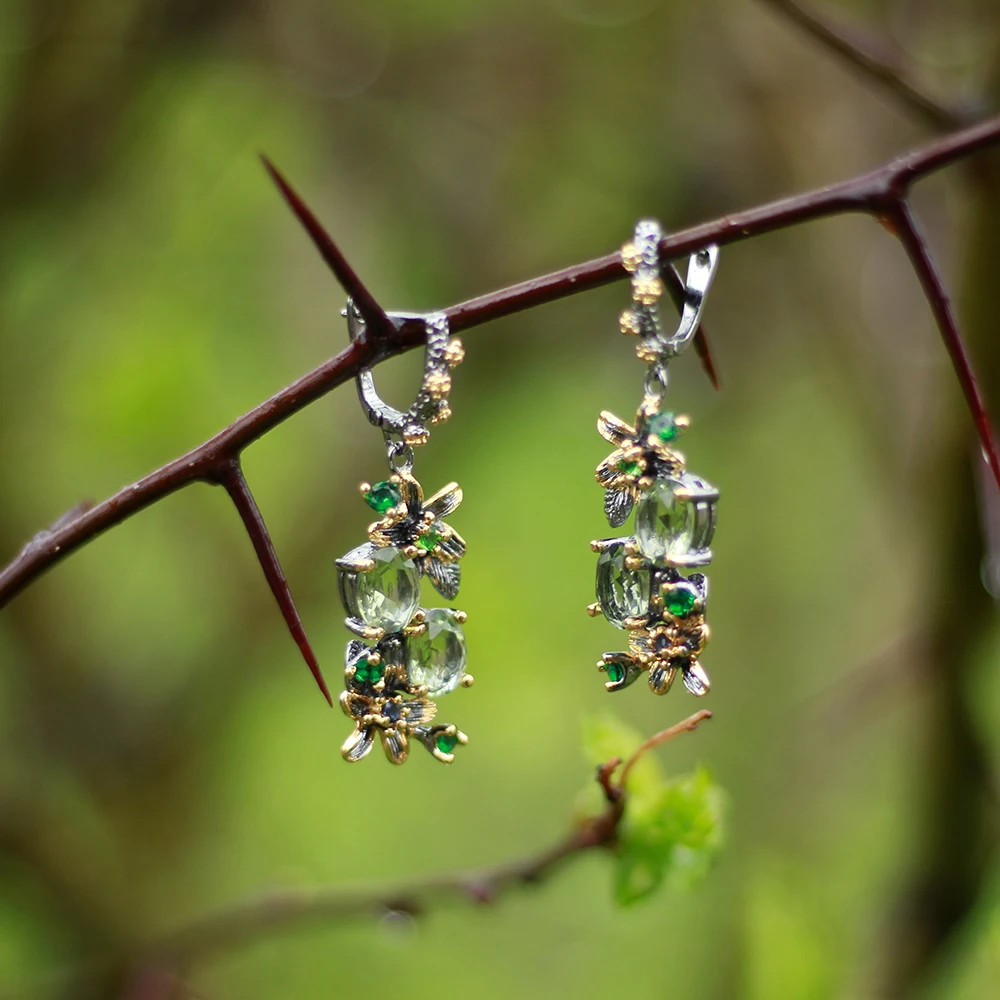 Красивые серьги Olivine с кристаллами Кольцо Ювелирный Набор цветок серьги мульти Циркон черный металл 2 шт Ювелирные наборы для мам подарки