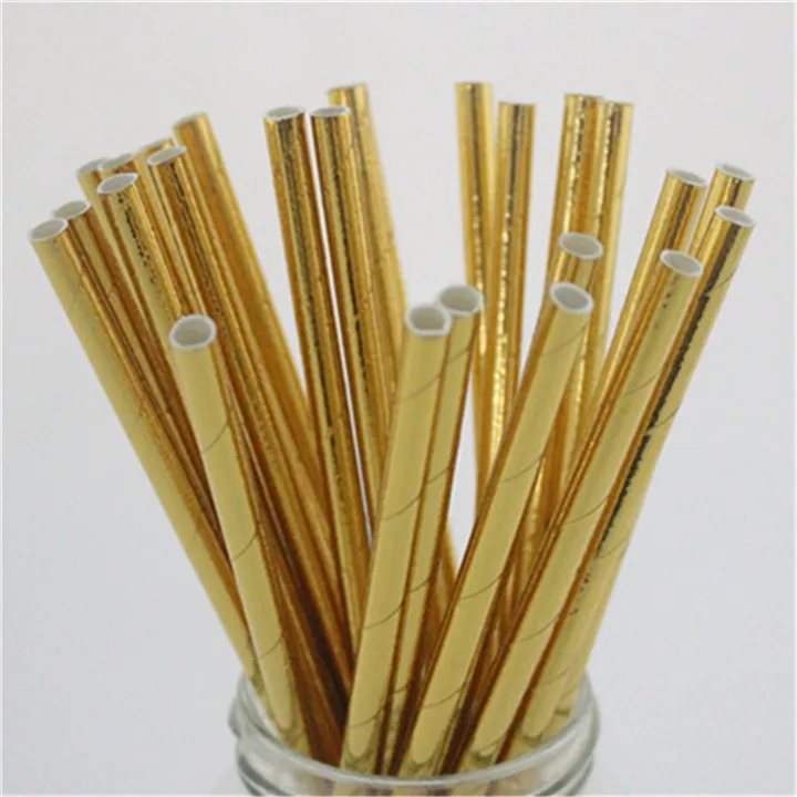 200pcs Gold 200 шт металлическая Золотая фольга бумажные соломинки из серебряной фольги ed питьевой соломы вечерние любимые день рождения для свадьбы или «нулевого дня рождения» ярко-синий пурпурный - Цвет: 200pcs Gold