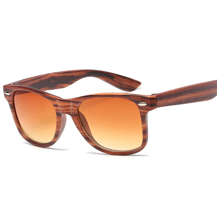 Brown grain Fashion Square Sunglasses Women Designer Luxury Man/Women Black Sun Glasses Male Female Classic Vintage Imitation Wood Grain - Lenses Color: Brown grain