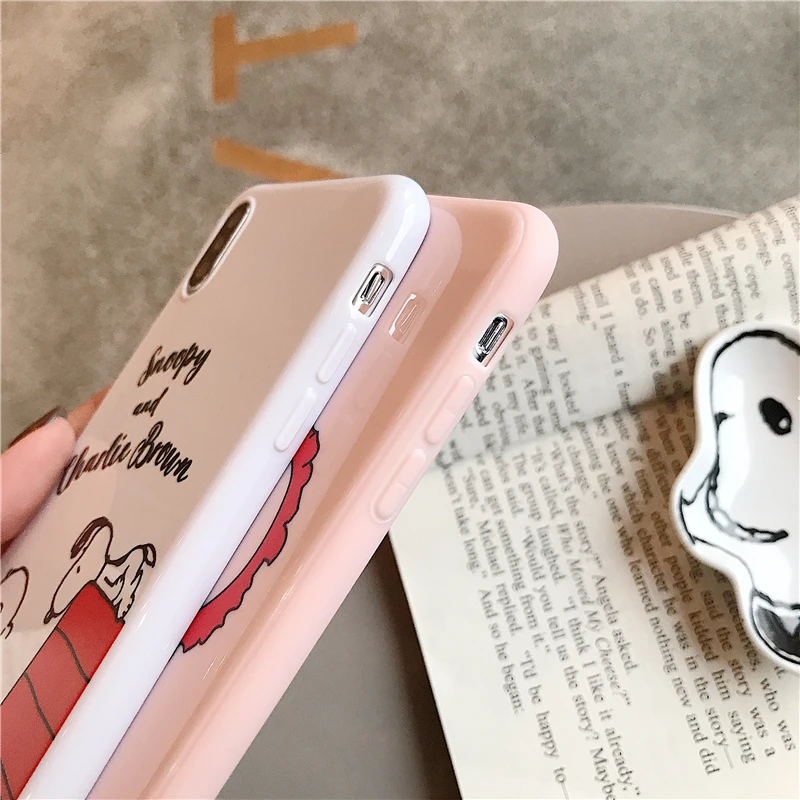 WTSZKL сплошной цвет чехол для телефона Snoopy iphone 6 7 8 x xs xr max 6s plus Apple мультфильм милый