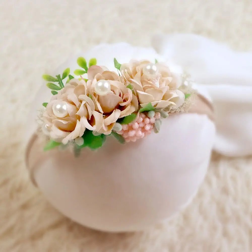 Pale pink D& J модные новорожденные фотографии реквизит Детские украшения для волос фотография Реквизит новорожденный обруч ручной работы цветок головной убор - Цвет: Pale pink