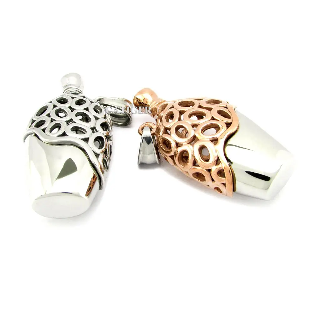 Подвеска в виде бутылки из нержавеющей стали с покрытием розового цвета