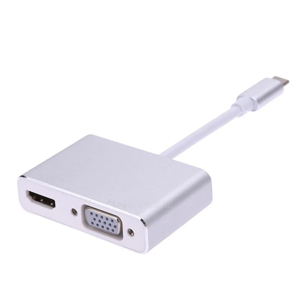 USB C к HDMI VGA 2 в 1 3 Тип 4K конвертер UHD адаптер двойной экран дисплей для 2017/2016 MacBook l126 #2|