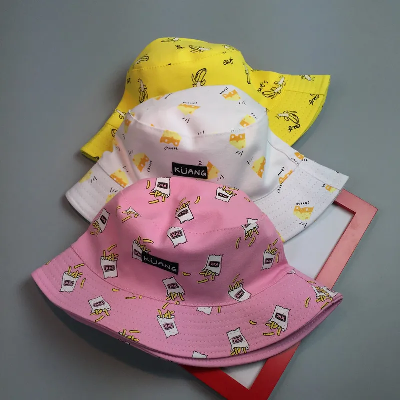 Панама с двусторонним банановым принтом в стиле унисекс модные женские шапки хип