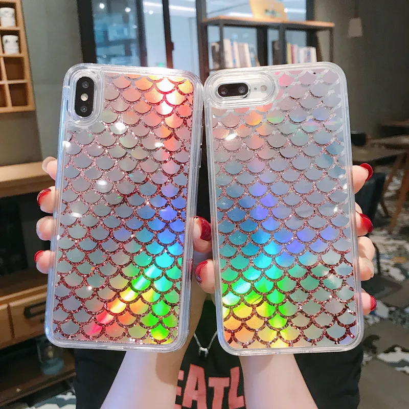 Шикарные чехлы с жидким динамическим песком и русалочкой для iPhone X XR XS MAX 6 6S 7 Plus |