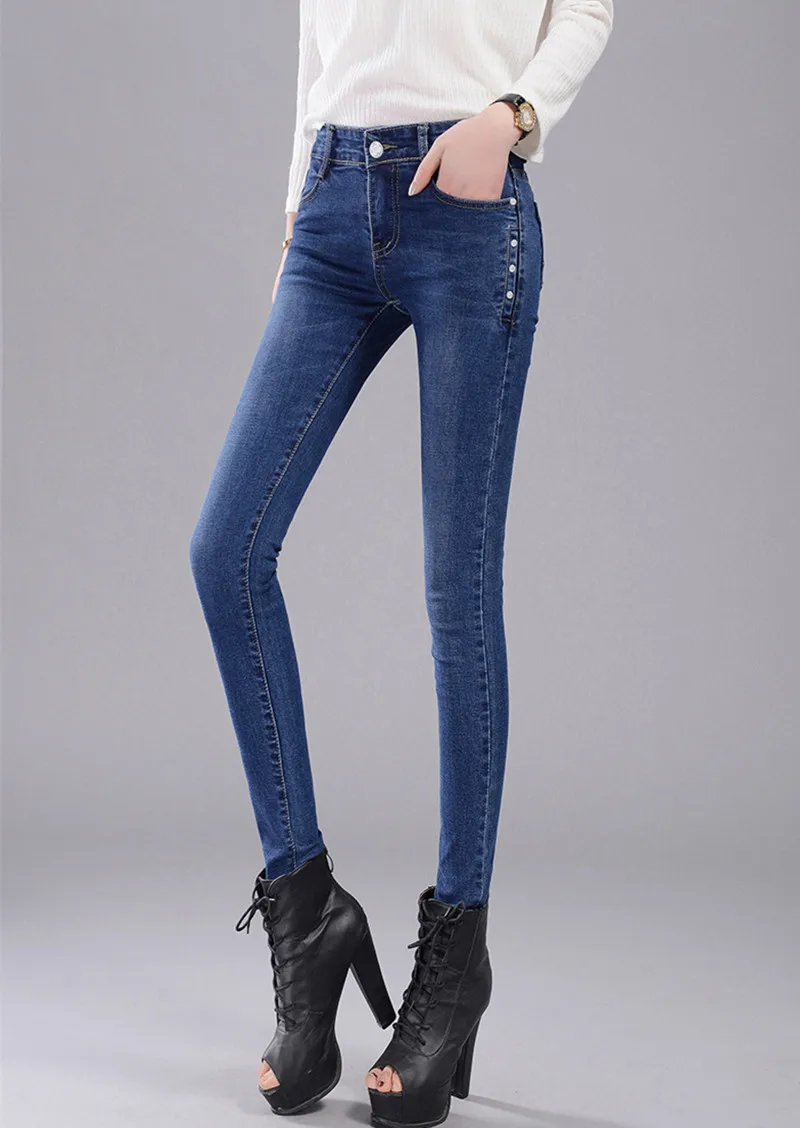 HIBAY Women's Denim Jeans Mid Waist Pencil Pants Stretch 2017 |