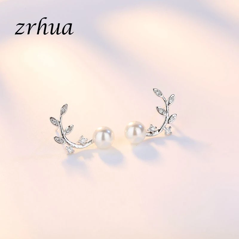 ZRHUA ультрамодные романтичные женские серебряные Цвет Стад Серьги с кубическим