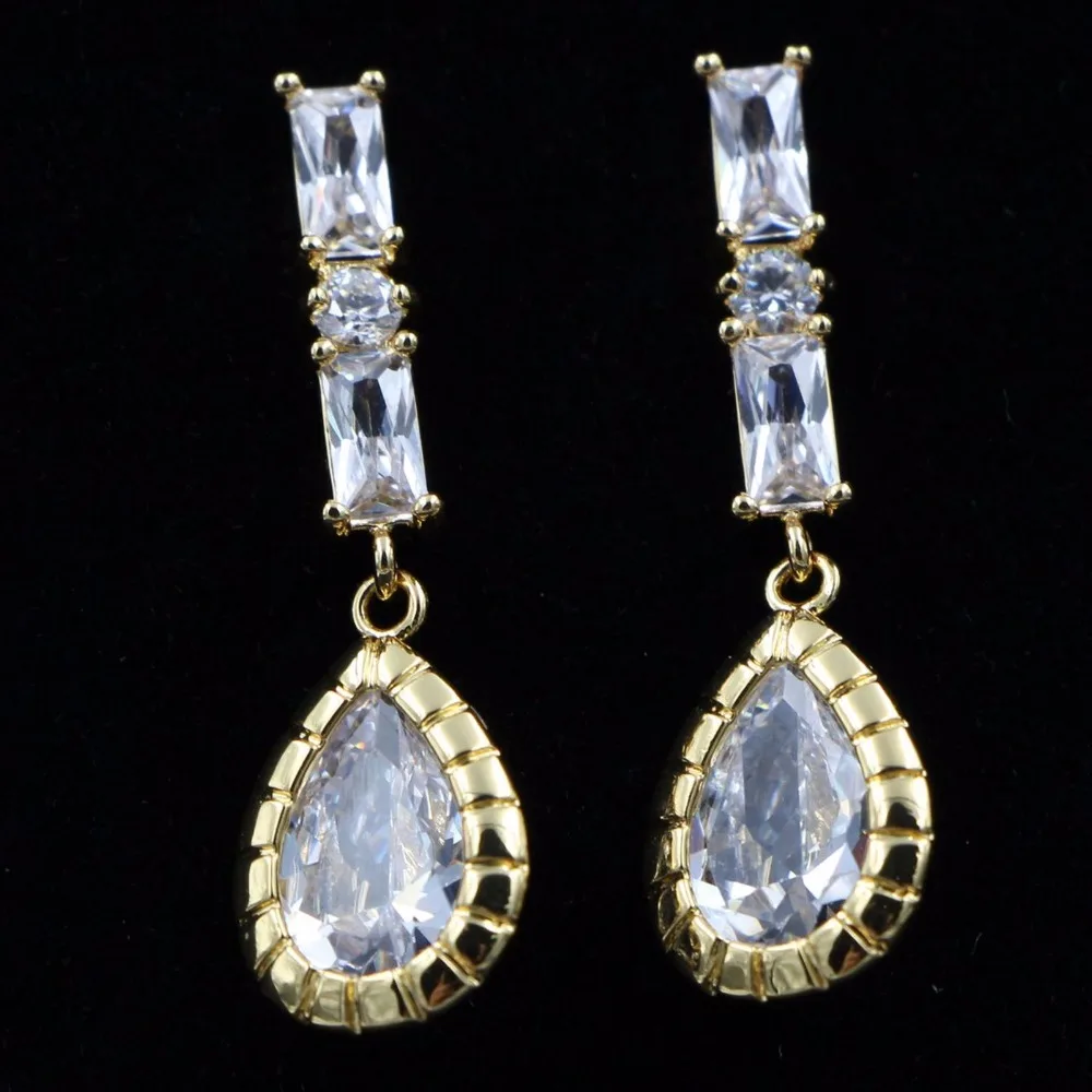 Женские серьги капли HeeZen свадебные золотистого цвета с кристаллами|earings with