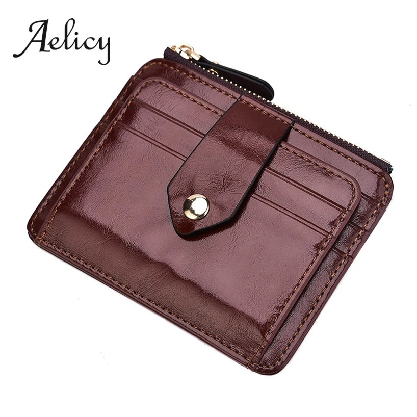 Aelicy масло воск кожаный короткий кошелек мужской модный бизнес на молнии
