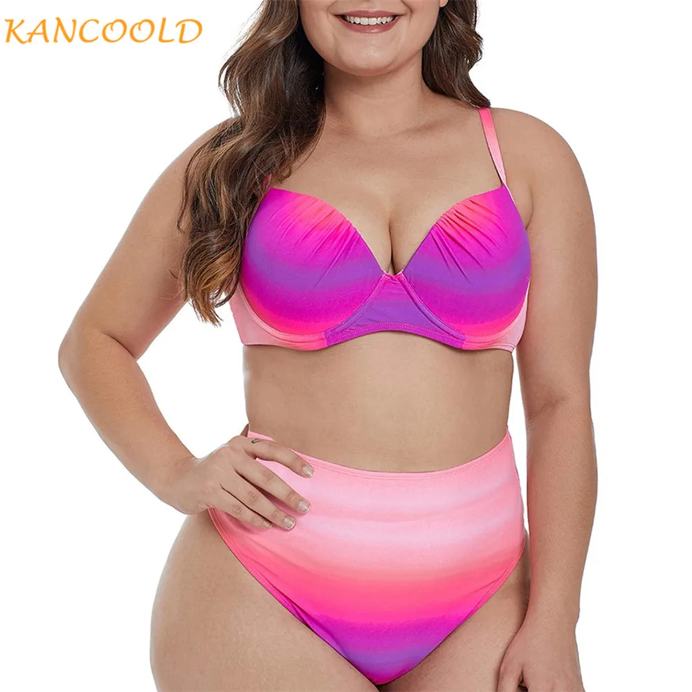 KANCOOLD женская одежда размера плюс 3XL с высокой талией купальники для женщин; шикарная обувь с лямкой на шее Костюмы из 2 предметов Летний Пляжный Купальник