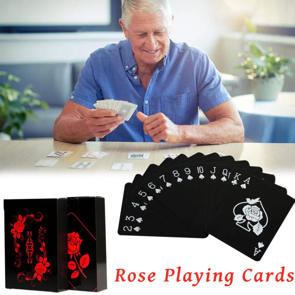 Розовый дизайн пластиковые ПВХ Черный покер водонепроницаемые игральные карты