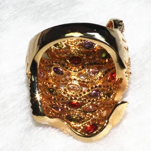 Позолоченное кольцо полноцветный камень роскошная атмосфера AAA циркон галька 309