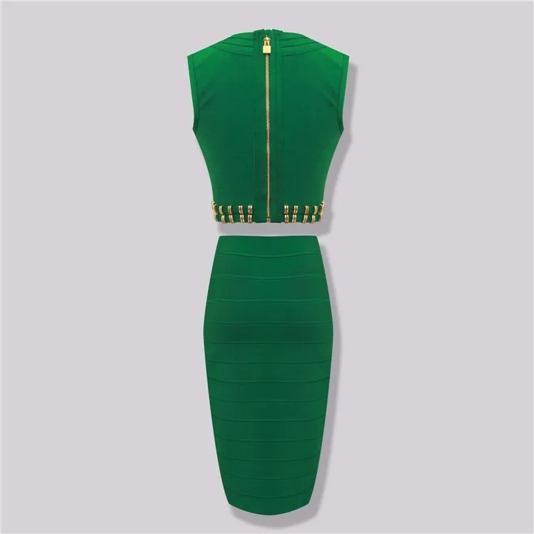 Высокое качество шипованных Двух Частей Бандажное платье 2016 новое телесного