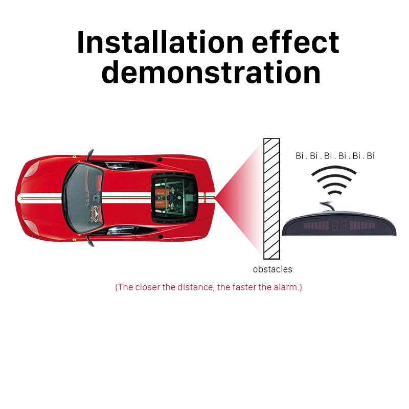 

Seicane Car Universal Parking Assistance System Reverse Sensor with Monitor 4 Parking Sensor Visual LED Reversing System