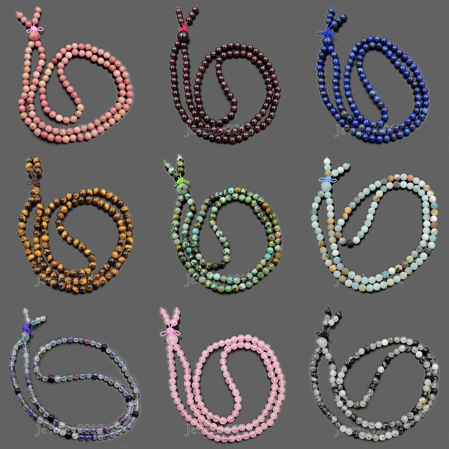 3 шт./лот натуральный индийский A-gate 6 мм буддийские бусины для йоги 108 эластичный