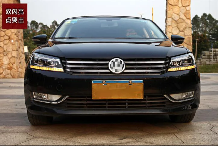 2 шт., динамическая видеокарта, Стайлинг для Passat B7, фары 2011, 2012-, Америка, Passat CC, светодиодный фонарь, DRL, биксеноновые линзы