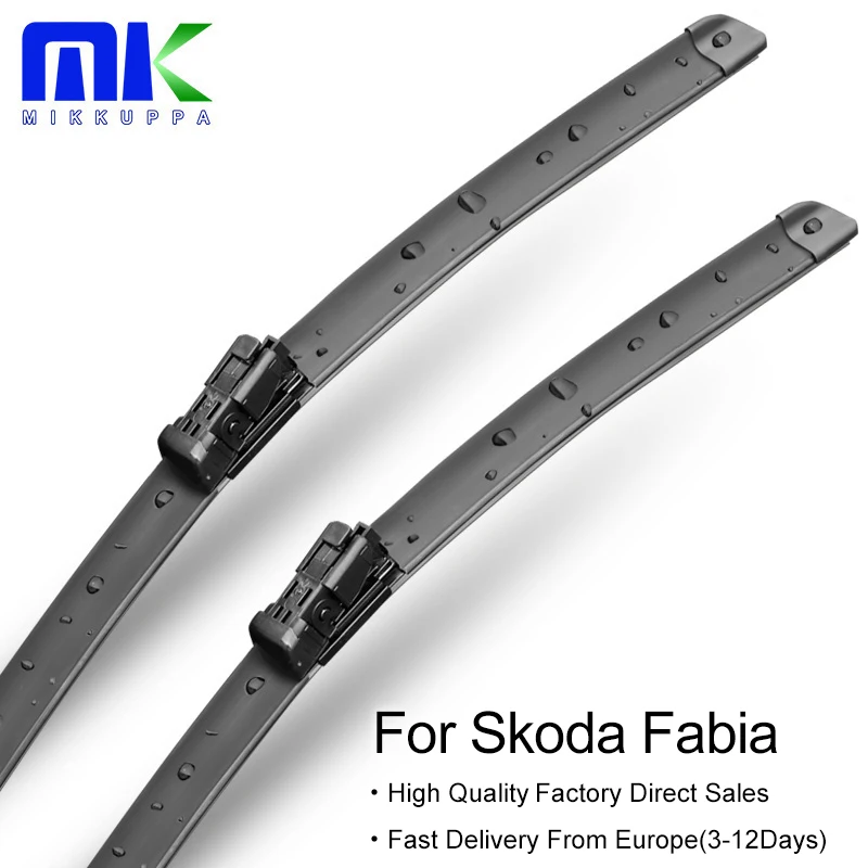 

Mikkuppa Windscreen Wiper Blades for Skoda Fabia Mk1 Mk2 Mk3 Fit Hook / Push Button Arms Model Year From 1999 to 2018