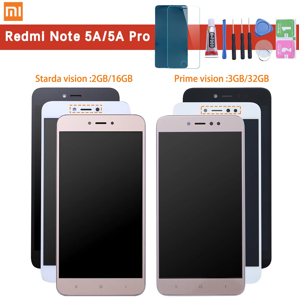ЖК дисплей и дигитайзер сенсорного экрана в сборе с рамкой для Xiaomi Redmi Note 5A prime/pro Y1