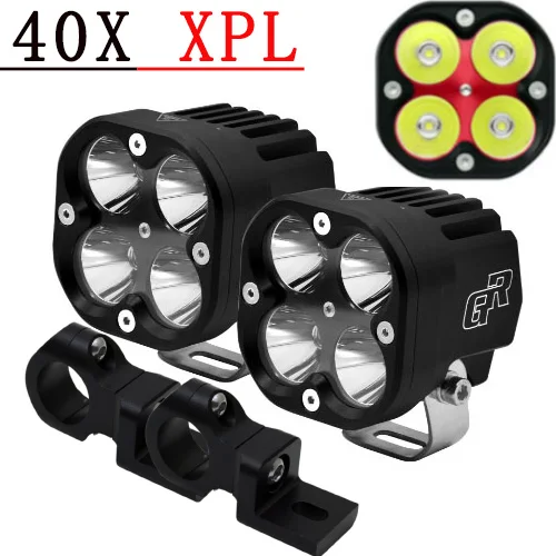 GOLDRUNWAY 40X ЧПУ 6063 Алюминиевый зажим США U3 или XPL V5 чип светодиодный Универсальный комплект мотоциклетных ламп - Цвет: 25mm clamp B