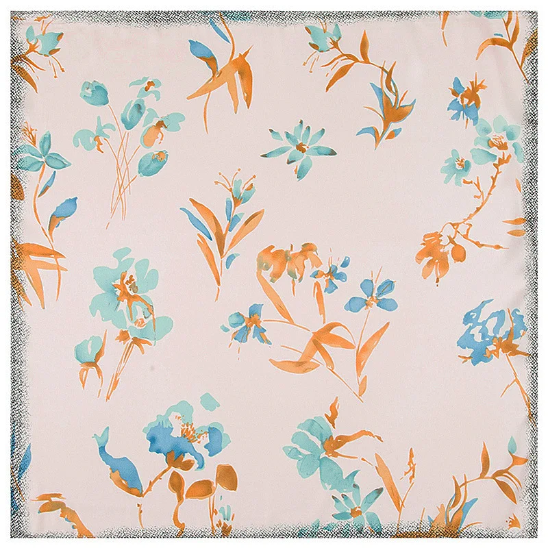 100% шелковый шарф женский Шелковый платок ручной росписи с цветами большие