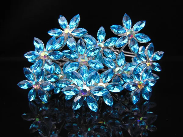 

60 шт. новые женские украшения для волос в виде снежинок с синими кристаллами Стразы Свадебные Заколки для выпускного Бесплатная доставка