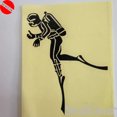 Стикер для дайвинга с аквалангом синий белый водонепроницаемый маленький и